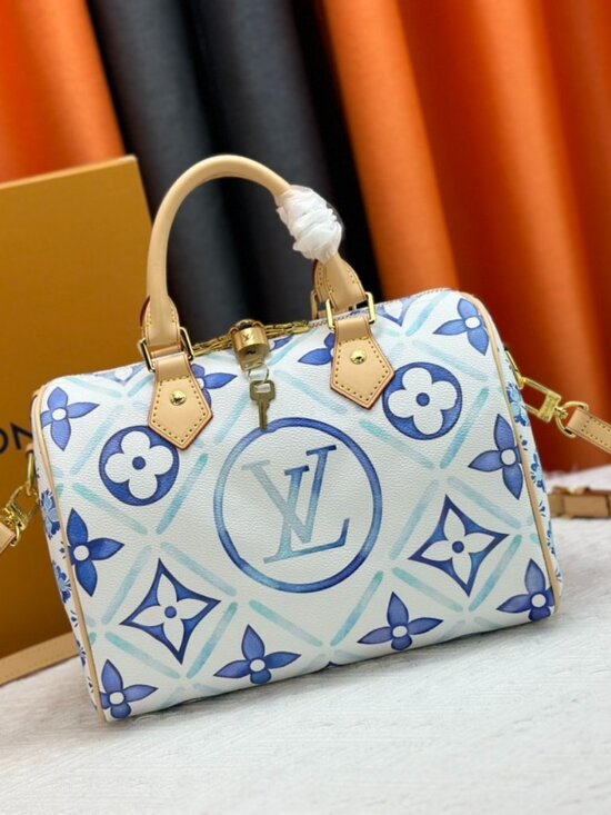 LV Speedy Bandoulière 25 By The Pool Lagoon Blue Monogram Tile Crossbody Handbag main image 5